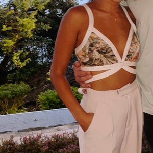 SIGNIFICANT OTHER Magda Floral Linen-blend Bra Top